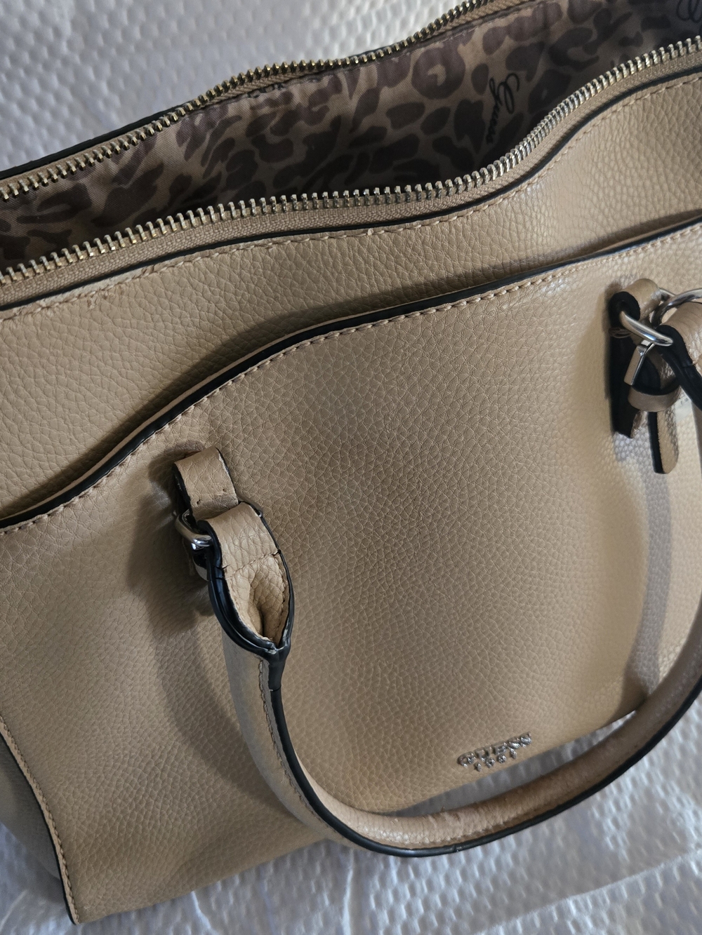 GUESS Taupe Pebbled Leather Tote Bag - Picture 5 of 12